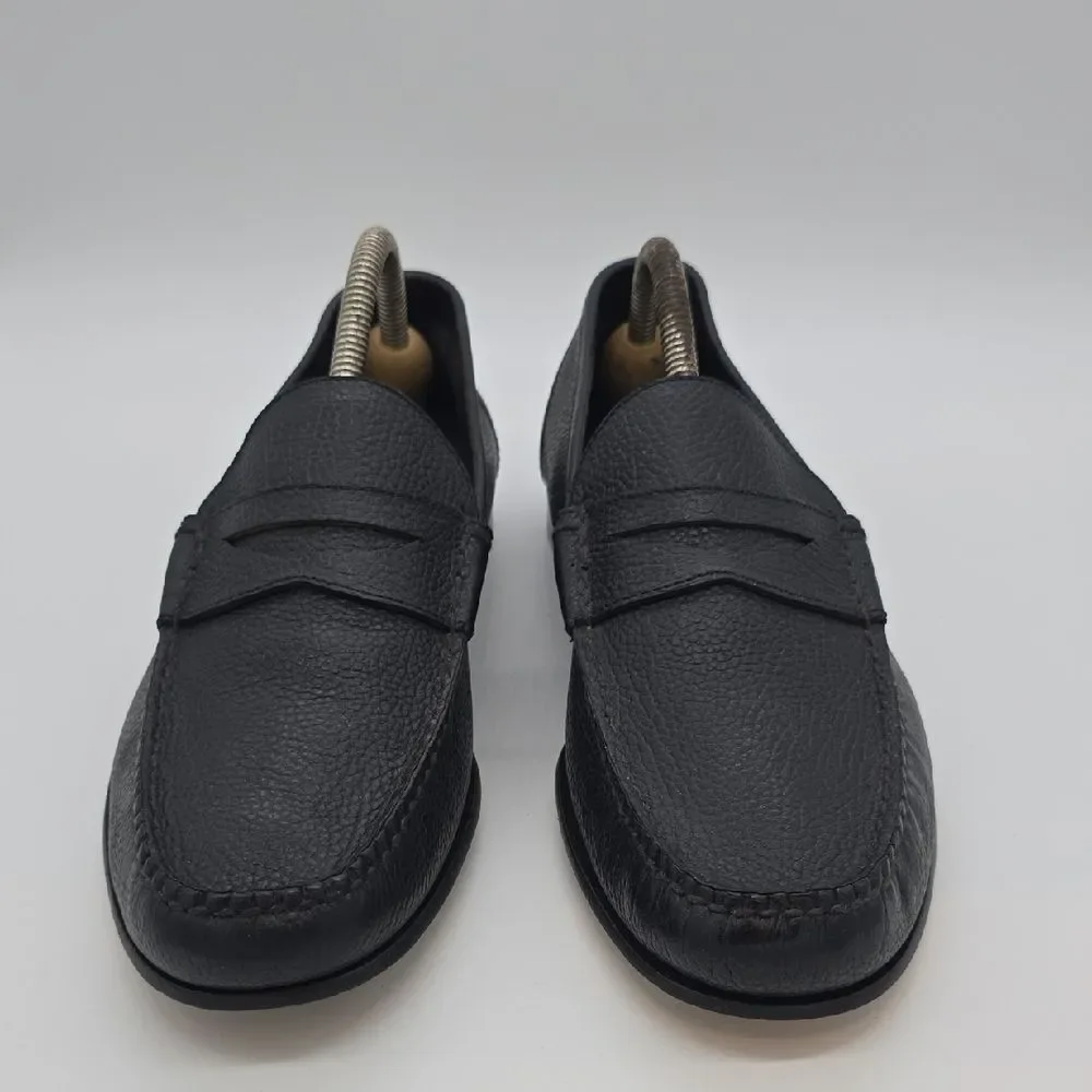 Cole Haan Black Pebbled Leather Slip-On Penny Loafers